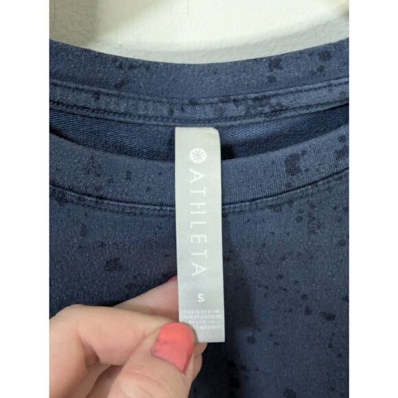 Athleta Studio Blue Splatter Paint Lightweight Crewneck Sweatshirt - Size L - Picture 4 of 5